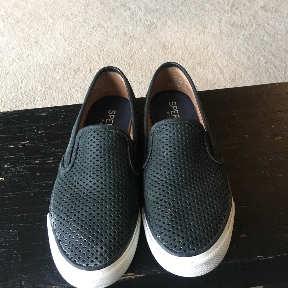 Sperry seaside perforated slip on sneaker shoe